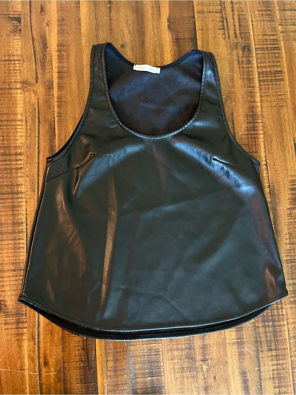 Milio Milano Black Ultra Soft Faux Leather Tank Top XS